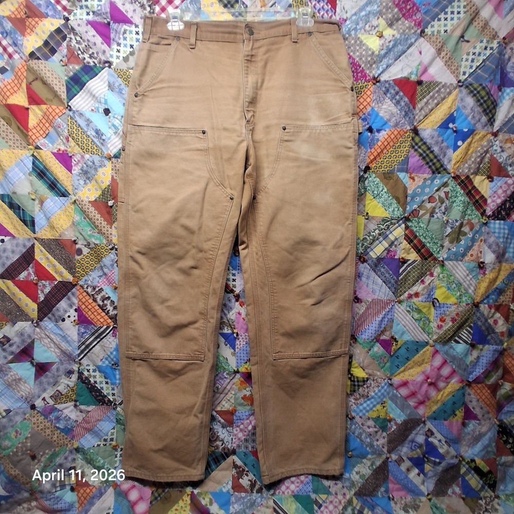 Carhartt B136 BRN Double Knee Canvas Carpenter Pants Size 38x36 Dungaree